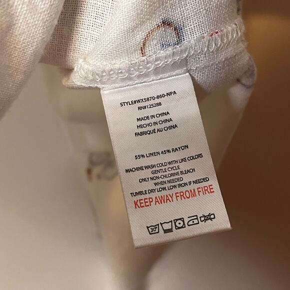 RAE DUNN novelty linen blend bicycle print button up shirt size medium - Picture 6 of 7